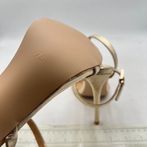 Wo Wagas Gold Ankle Strap High Heels Open Toe Buckle Shoes Party Prom Sandals - Picture 6 of 8